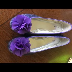Lands end purple glitter flats